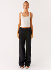 Back Again Straight Leg Denim Jeans - Black