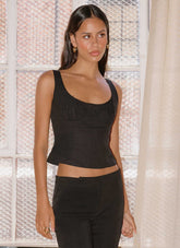 Coastline Cotton Bustier Top - Black
