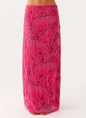 Corinna Low Rise Sequin Maxi Skirt - Fuchsia