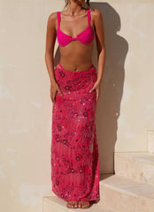 Corinna Low Rise Sequin Maxi Skirt - Fuchsia