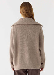 Eirena Quarter Zip Knit Sweater - Tan