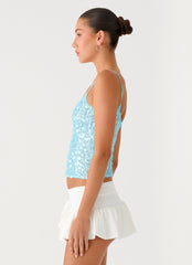 French Exit Sequin Top - Blue