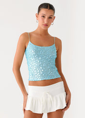 French Exit Sequin Top - Blue