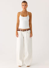 Johnny Low Rise Wide Leg Jeans - White