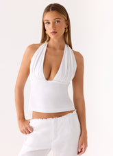 Josephina Halter Top - White