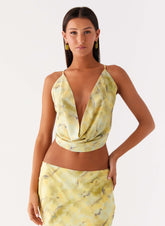 Kylo Cowl Top - Yellow Tie Dye