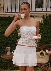 Moroder Low Rise Lace Mini Skirt - Cream