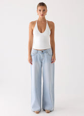 Neo Low Rise Wide Leg Jeans - Light Blue Wash