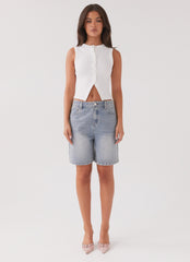 Blair Buttoned Tank Top - White