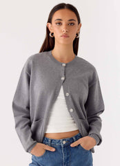 Sean Relaxed Knit Cardigan - Grey