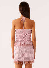 Shari Beaded Halter Top - Pink