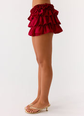 Someone Else Mini Skort - Dark Cherry