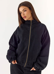 Waylon Denim Bomber Jacket - Black