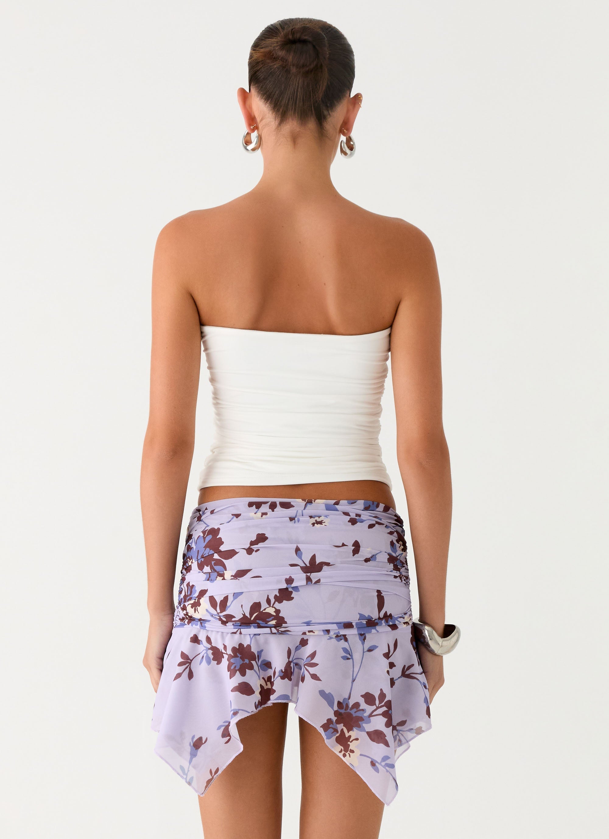 Altego Low Rise Hanky Mini Skirt - Antique Lilac Floral