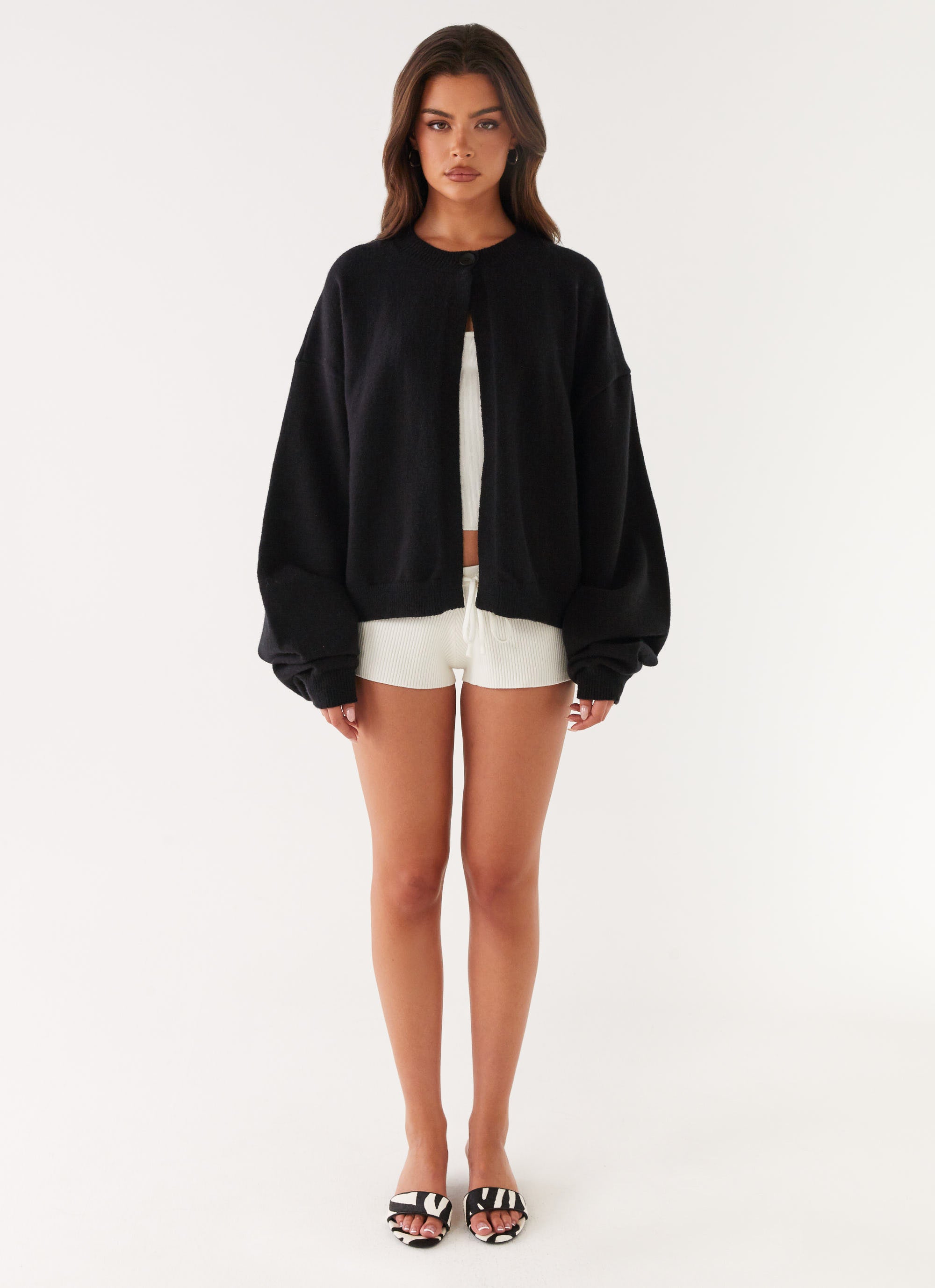 Annie One Button Cardigan - Black