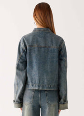 Back Again Oversized Denim Jacket - Dirty Wash