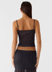 Buffy Top - Black Polkadot