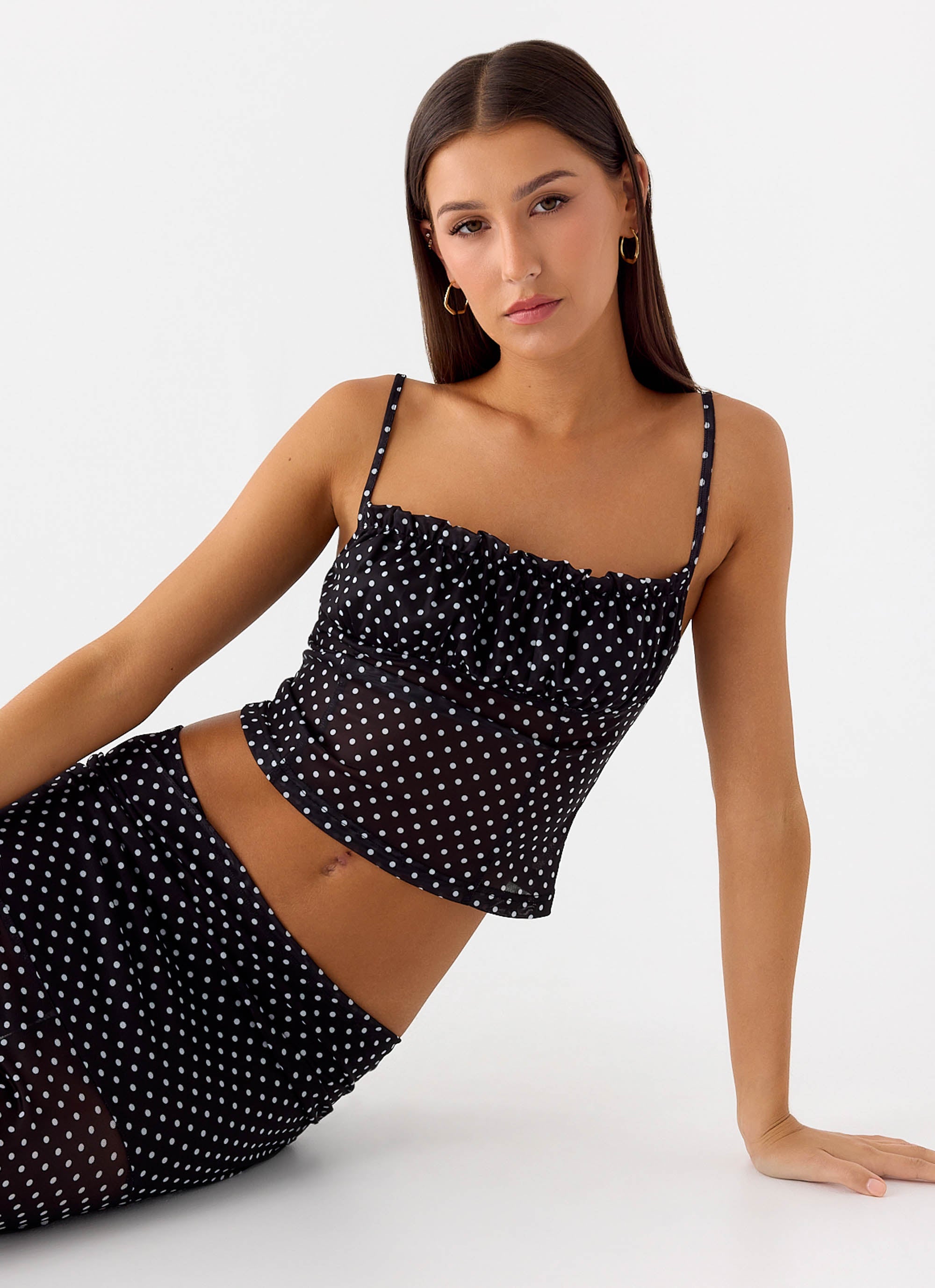 Buffy Top - Black Polkadot