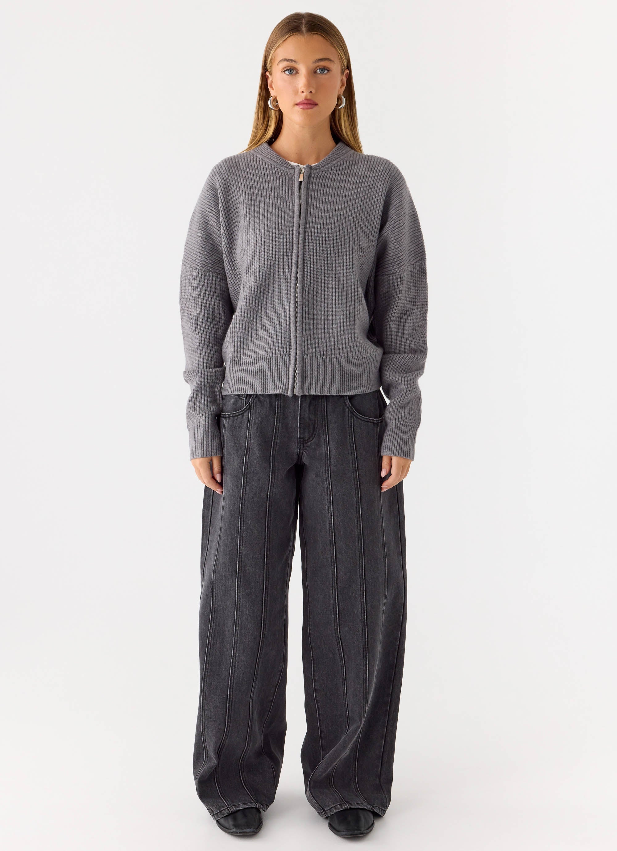 Codi Zip Jumper - Charcoal