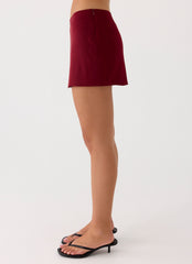 Do It Again Mini Skirt - Dark Cherry