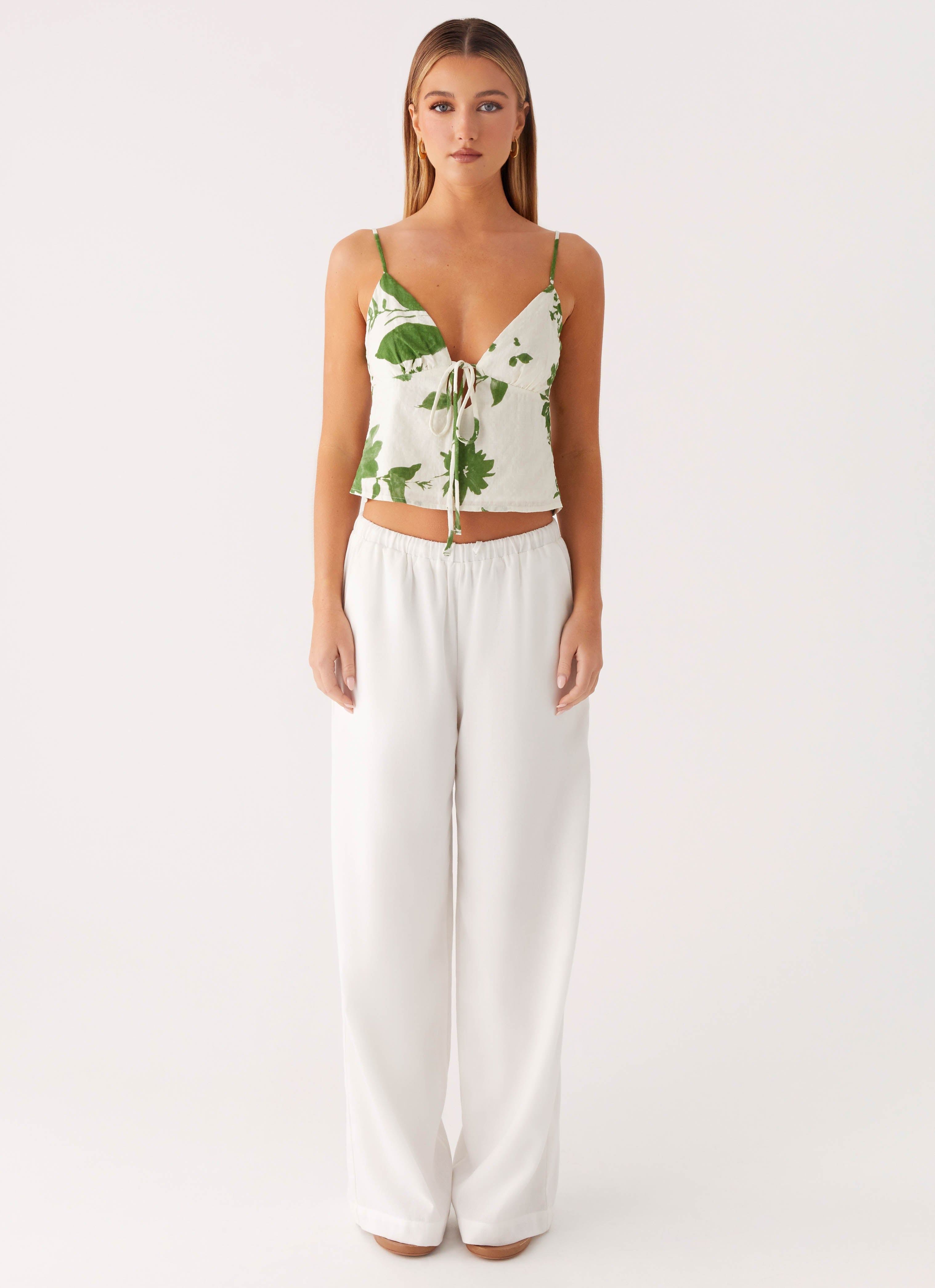 Faela Cotton Cami Top - Verdant Bloom