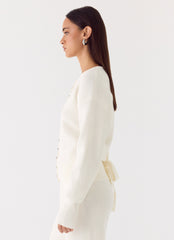 Harrison Cinched Knit Cardigan - Ivory