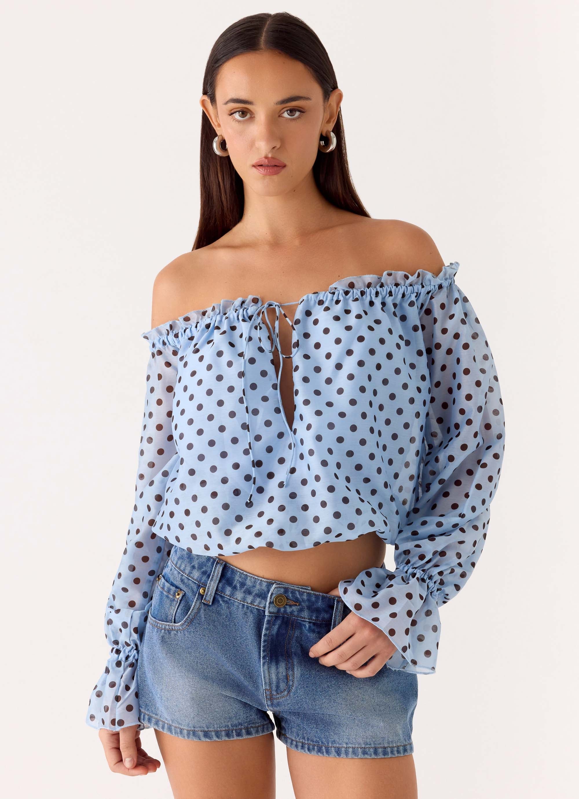 Kayda Low Rise Denim Shorts - Blue Wash