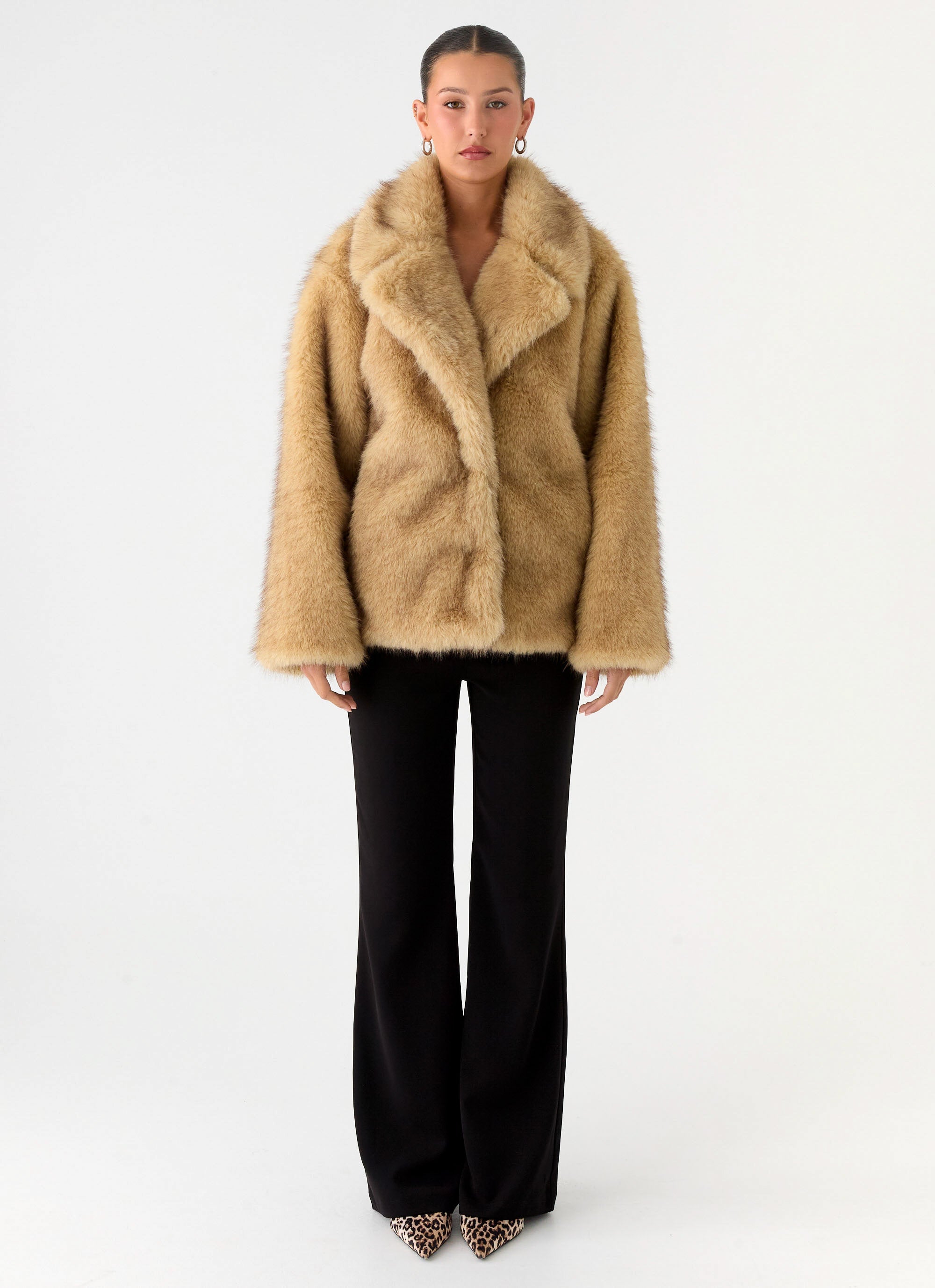 Milika Faux Fur Coat - Beige