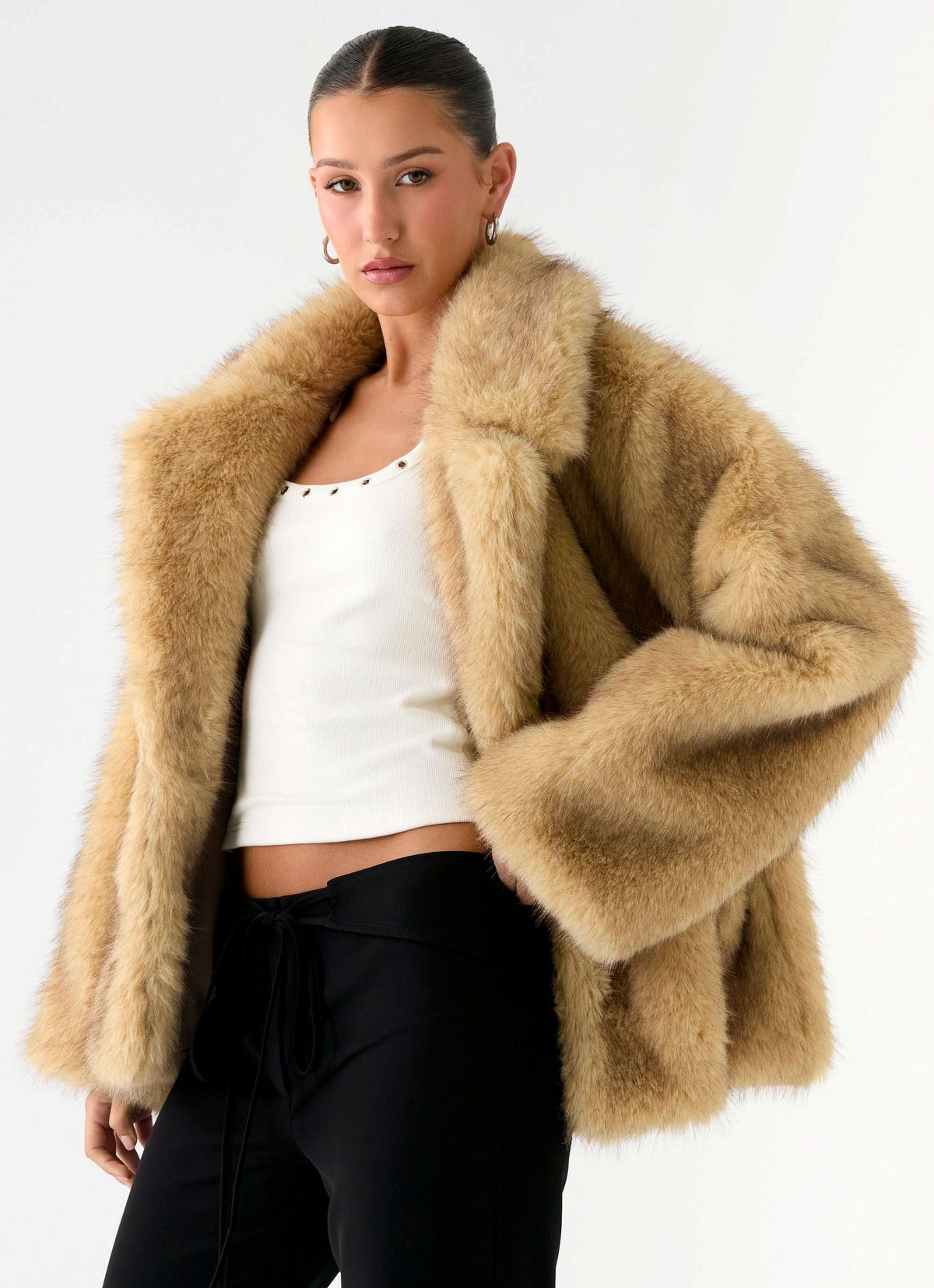 Milika Faux Fur Coat - Beige