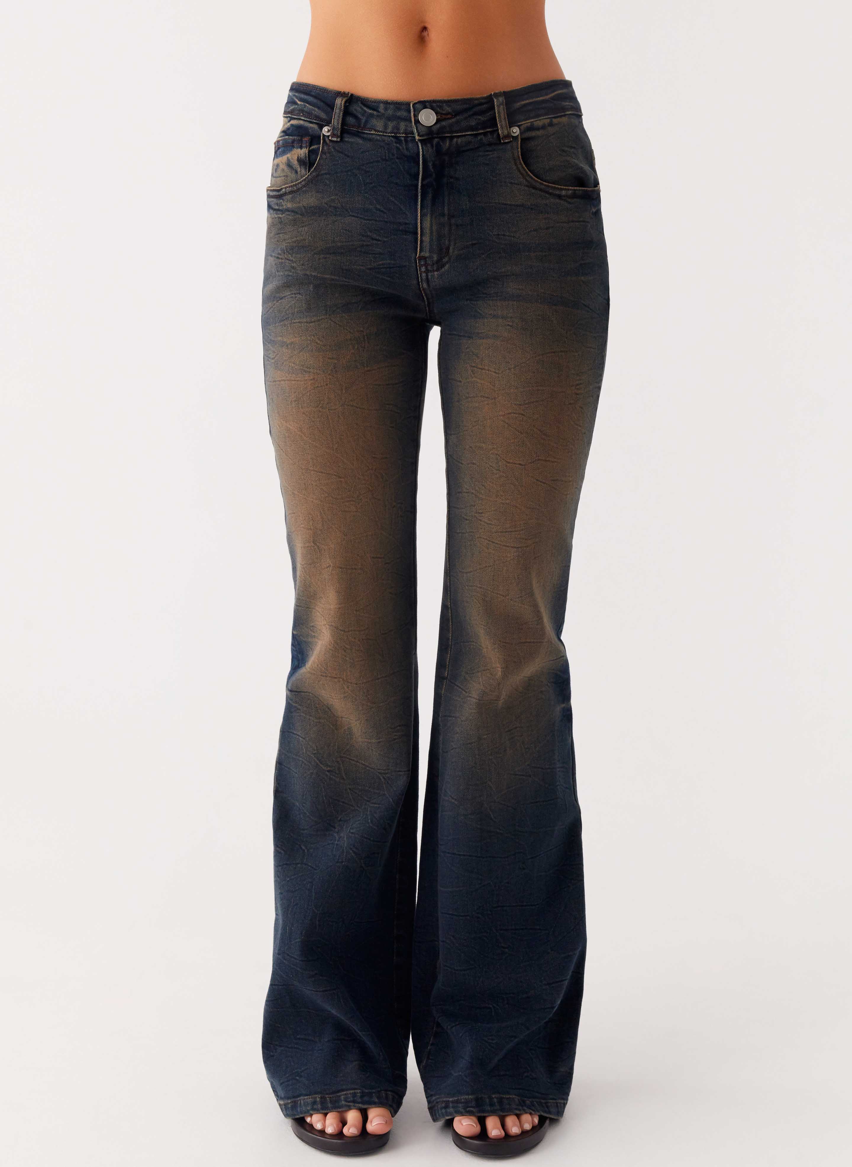 Oregon Flared Jeans - Dirty Black Wash