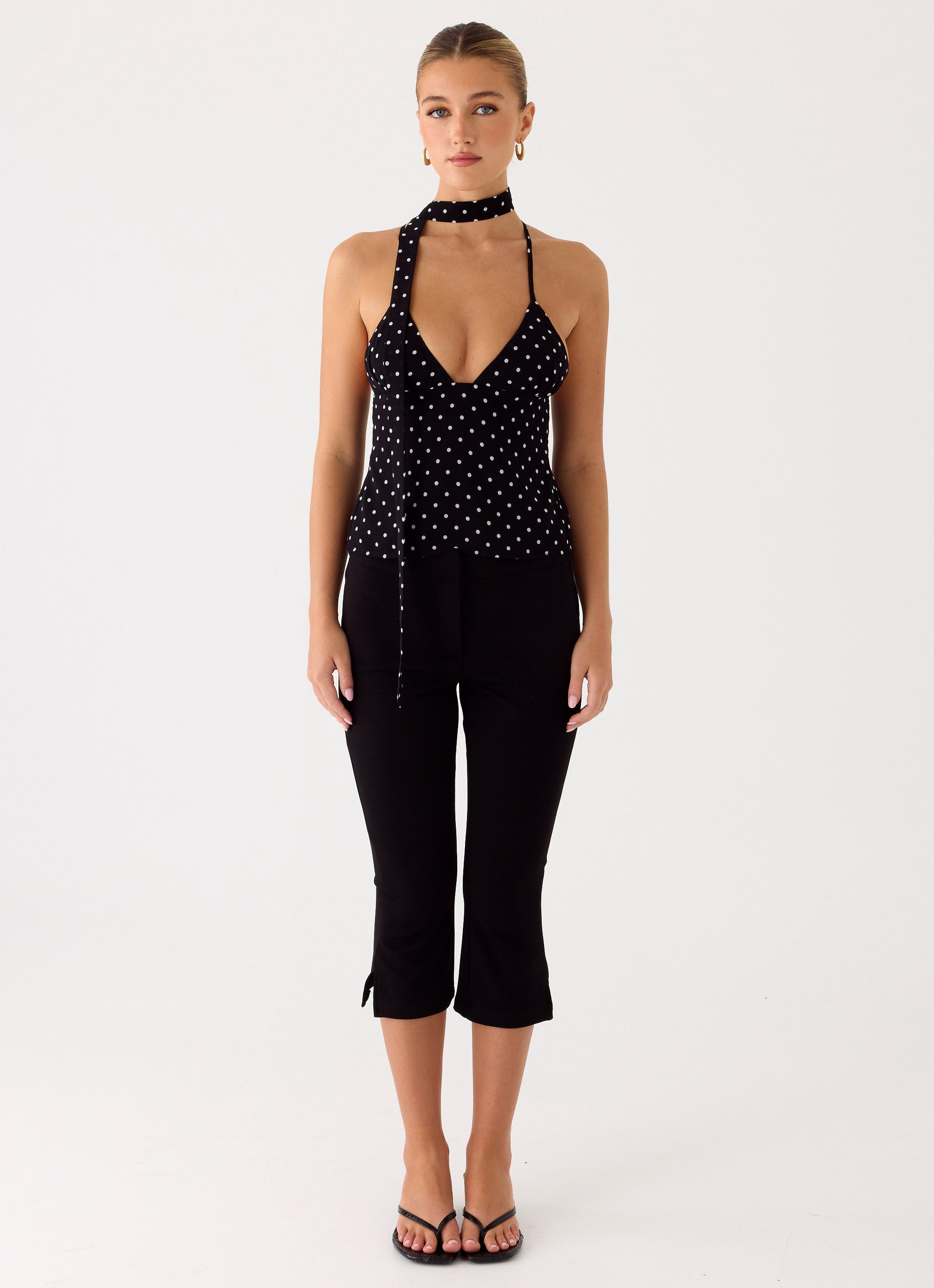 Quiero Backless Top - Black Polkadot