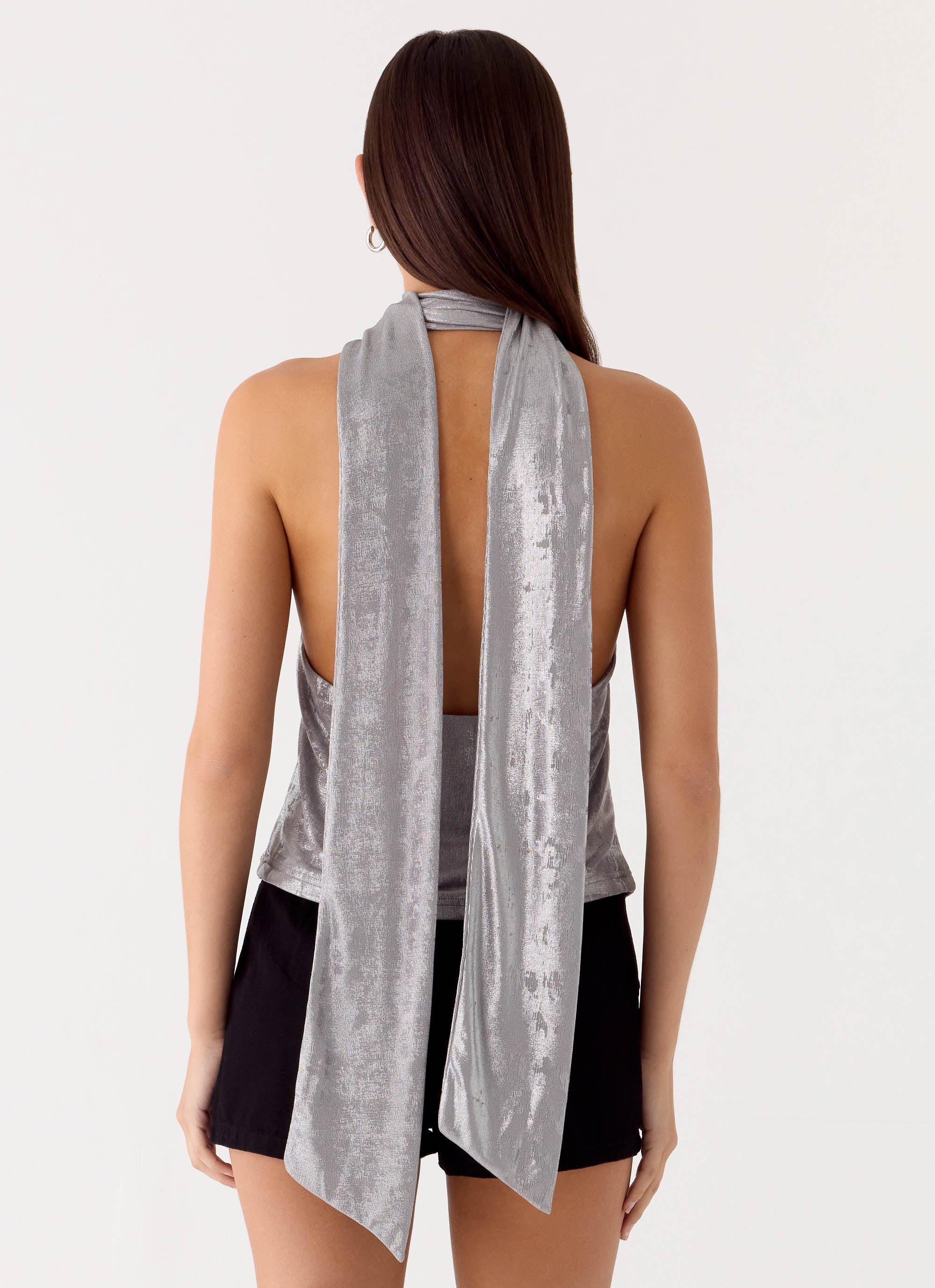 Shining Lights Cowl Top - Silver