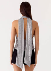 Shining Lights Cowl Top - Silver