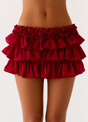 Someone Else Mini Skort - Dark Cherry