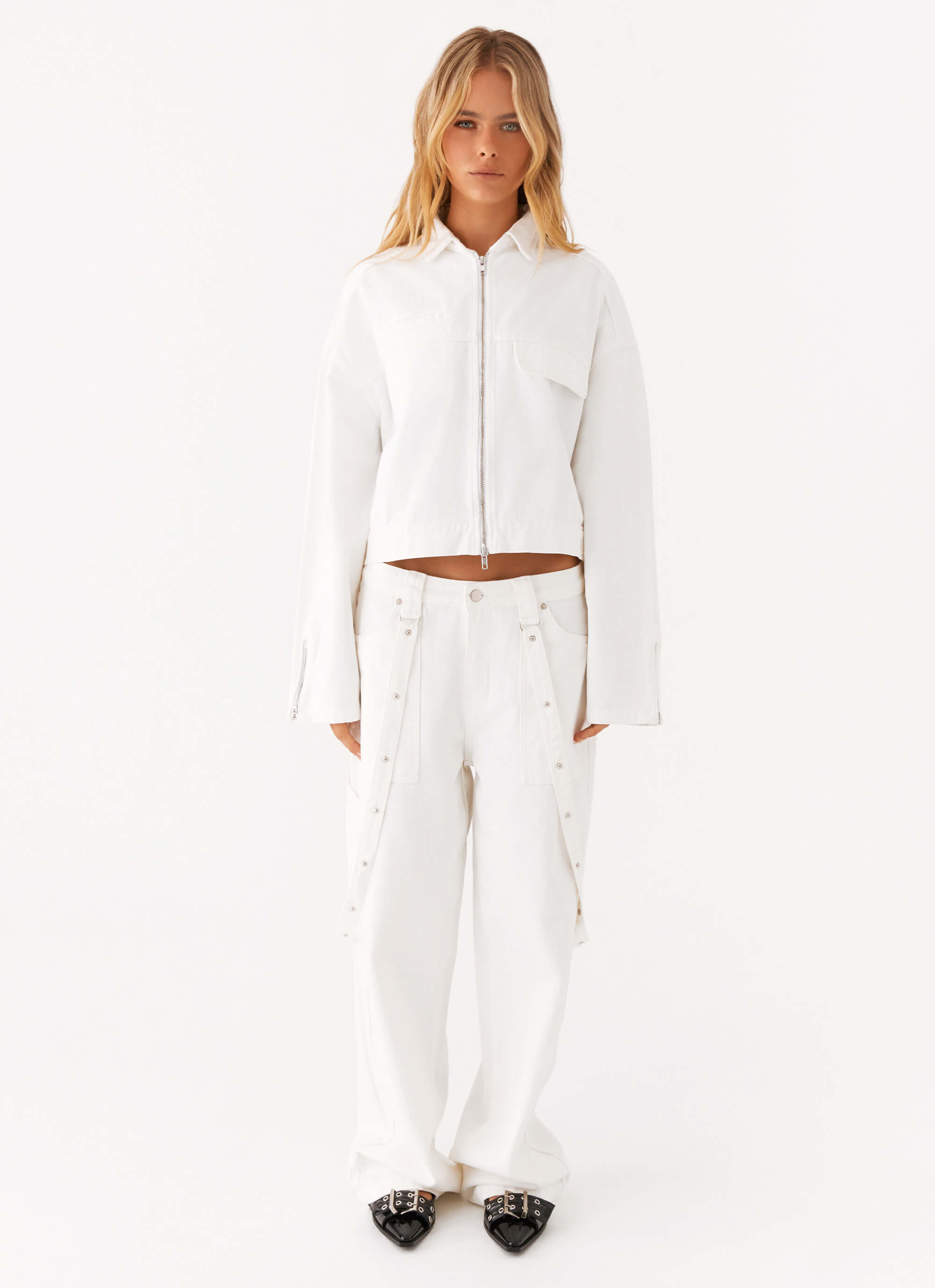 Stormy Oversized Denim Jacket - White