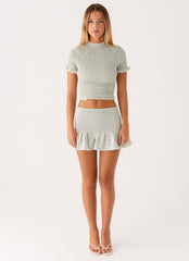 Sweetest Pie Mini Skirt - Sage Gingham