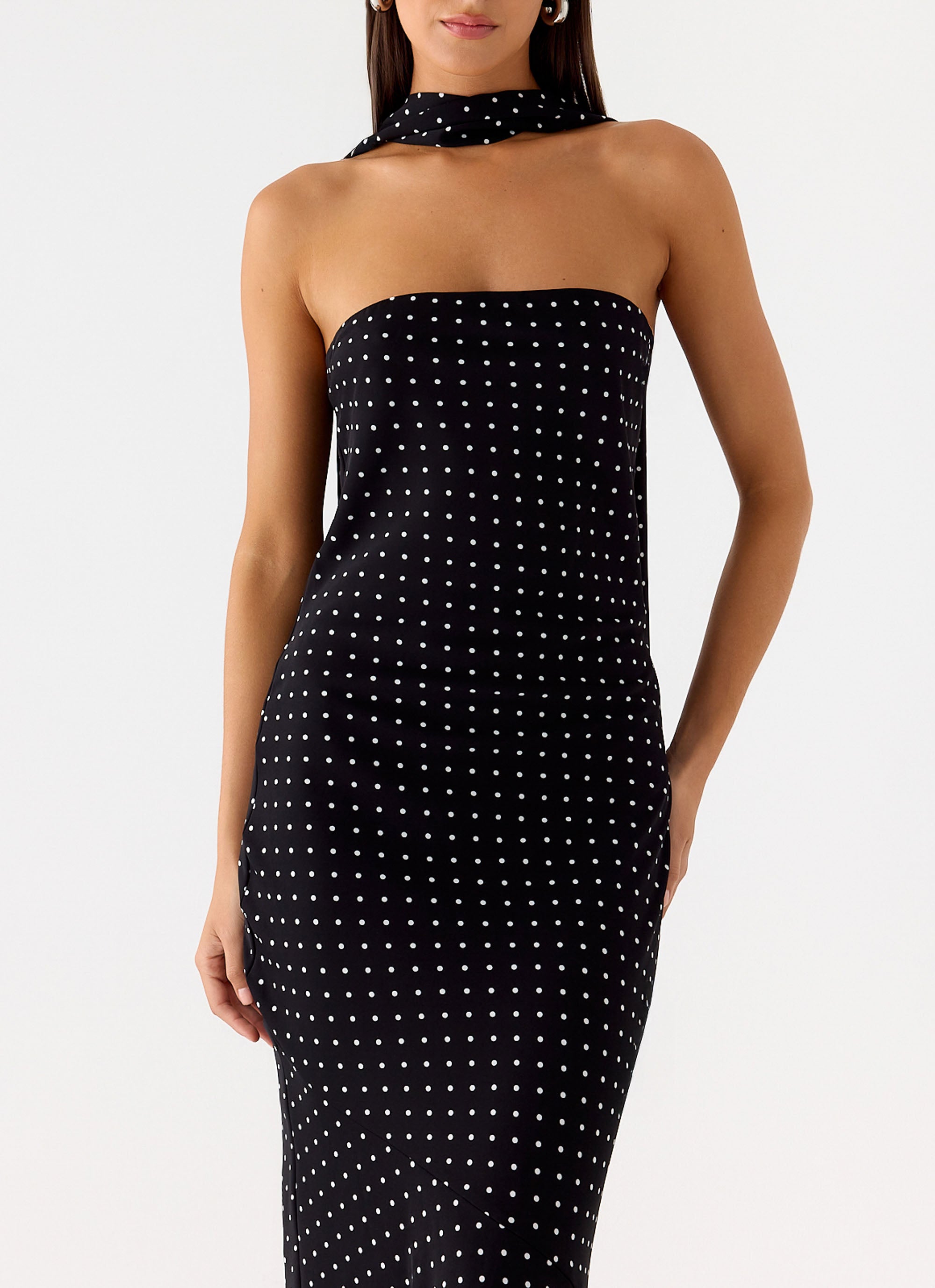 Under The Pagoda Maxi Dress - Black Polkadot